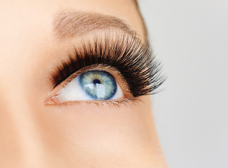 Blue eye with long lashes